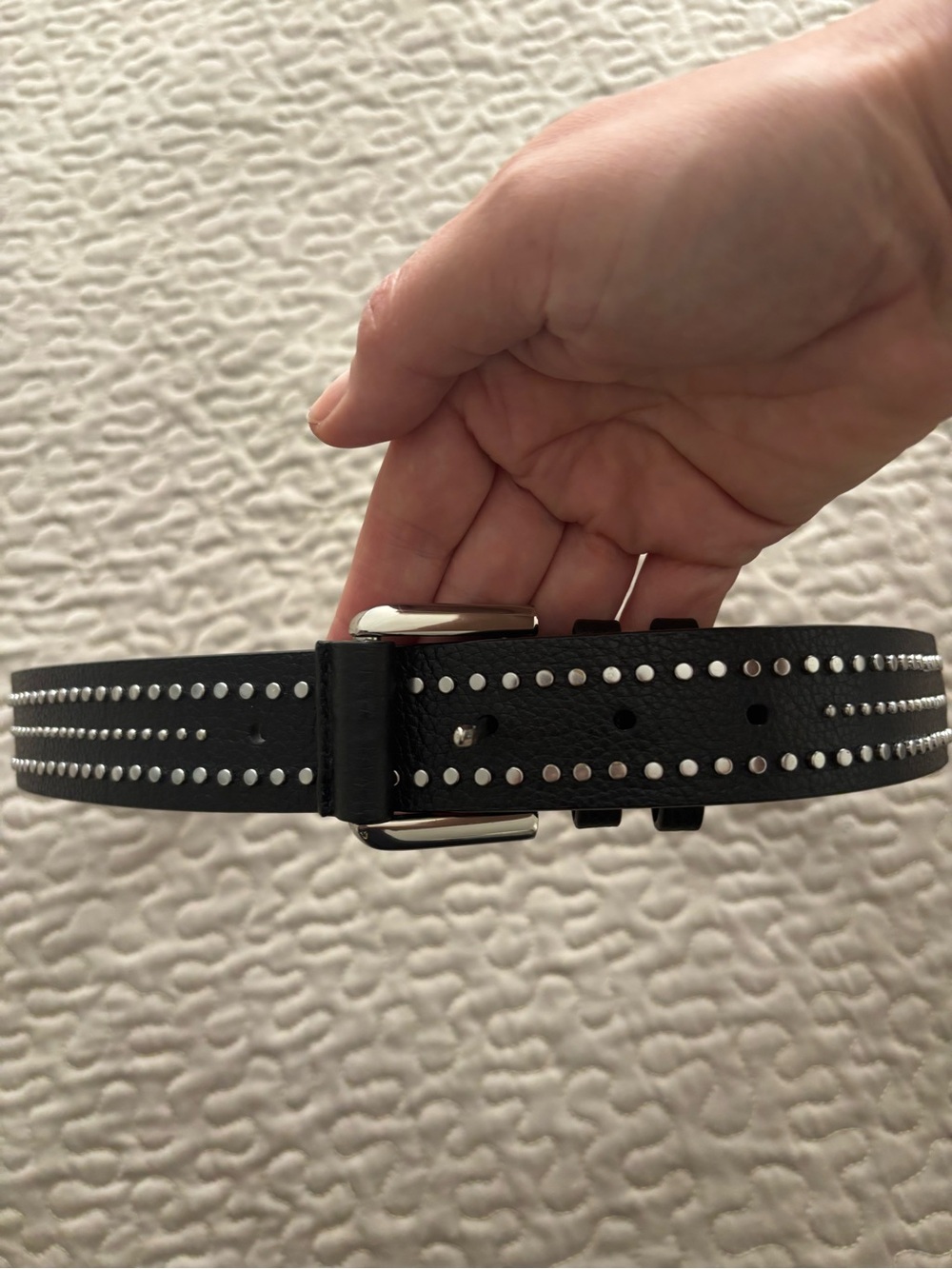 Emporio Armani Black Studded Leather Belt